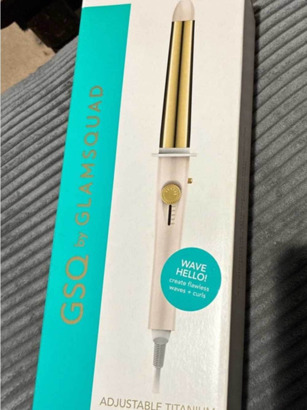 GSQ Adjustable Titanium Curling Wand - White/Gold